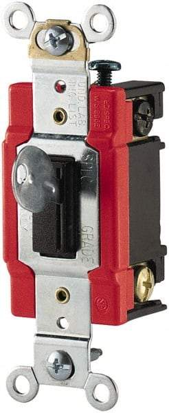 Cooper Wiring Devices - 1 Pole, 120 to 277 VAC, 20 Amp, Specification Grade, Key Lock, Wall and Dimmer Light Switch - 1.31 Inch Wide - Americas Industrial Supply