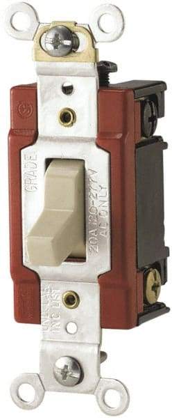 Cooper Wiring Devices - 3 Pole, 120 to 277 VAC, 20 Amp, Specification Grade, Toggle, Wall and Dimmer Light Switch - 1.31 Inch Wide - Americas Industrial Supply