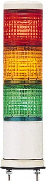 Square D - Red, Green & Orange LED Flashing & Steady Stackable Tower Light with Buzzer - 70 to 85 dB, Base Mount, IP23 (Vertical Surface), IP54 (Flat Surface), 24 VAC/VDC, 14 to 122°F - Americas Industrial Supply