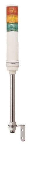 Square D - Red, Green & Orange LED Flashing & Steady Stackable Tower Light with Buzzer - 70 to 85 dB, Tube Mount, IP23 (Vertical Surface), IP54 (Flat Surface), 24 VAC/VDC, 14 to 122°F - Americas Industrial Supply