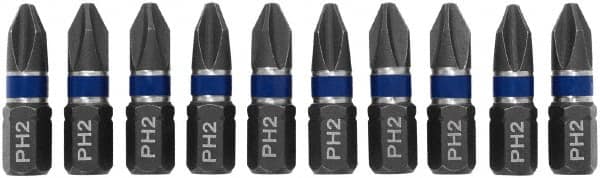 Irwin - #2, Insert Phillips Screwdriver Bit - 1/4" Drive, 1" OAL - Americas Industrial Supply