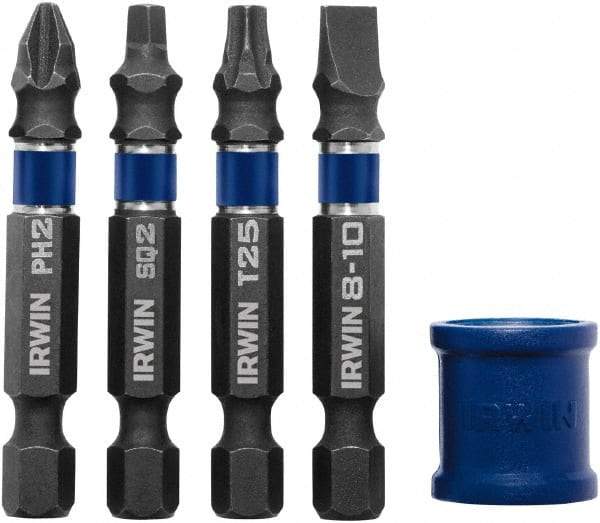 Irwin - 5 Piece, Phillips, Square, Torx, Slotted Handle, Power Bit Set - #2 - Americas Industrial Supply