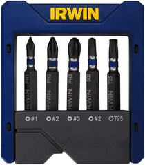 Irwin - 5 Piece, Phillips, Square, Torx Handle, Power Bit Set - #2 - Americas Industrial Supply