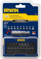 Irwin - 10 Piece, Phillips, Square, Torx Handle, Insert Bit Set - #1 to #3 - Americas Industrial Supply