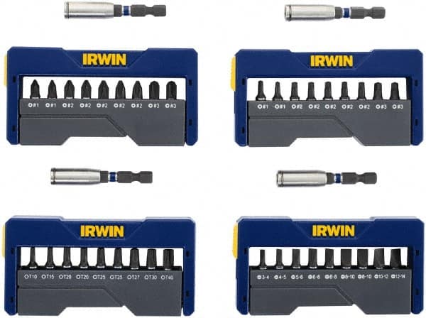 Irwin - 40 Piece, Phillips, Square, Torx, Slotted Handle, Insert Bit Set - #1 to #3 - Americas Industrial Supply