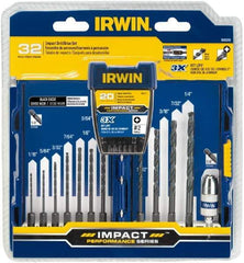 Irwin - 32 Piece, Phillips Handle, Drill & Drive Set - 1/16 to 1/4" Hex - Americas Industrial Supply