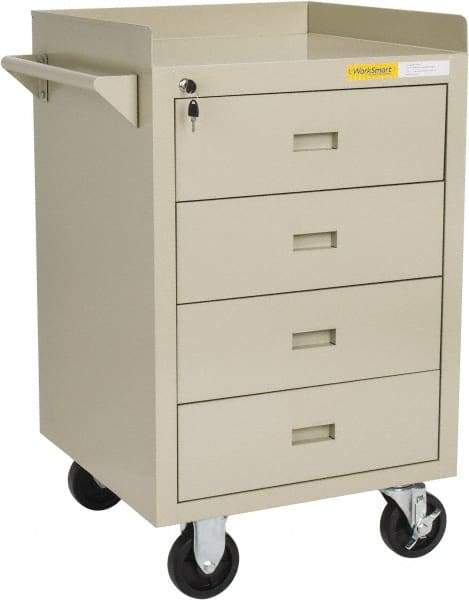 Value Collection - 600 Lb Capacity, 4 Drawer Mobile Bench - 23" Wide x 22" Deep x 38.19" High, Steel, Putty - Americas Industrial Supply