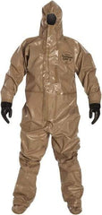 Dupont - Size XL Hazmat Chemical Resistant Coveralls - Tan, Zipper Closure, Elastic Cuffs - Americas Industrial Supply