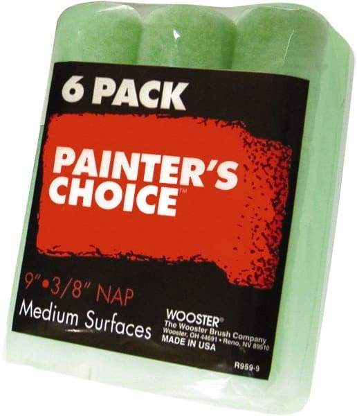 Wooster Brush - 3/8" Nap, 9" Wide Paint Roller - Medium Texture, Synthetic Knit - Americas Industrial Supply