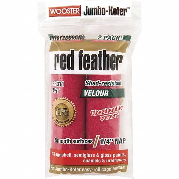 Wooster Brush - 1/4" Nap, 4-1/2" Wide Paint Mini Roller Covers - Smooth Texture, Velour - Americas Industrial Supply