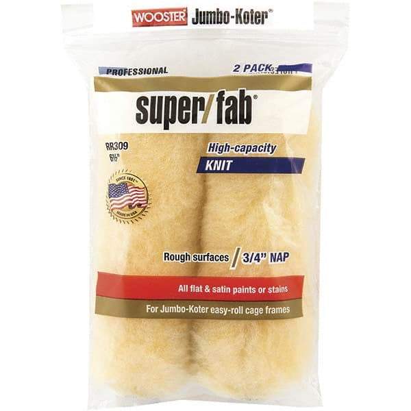 Wooster Brush - 3/4" Nap, 6-1/2" Wide Paint Mini Roller Covers - Rough Texture, Synthetic Knit - Americas Industrial Supply