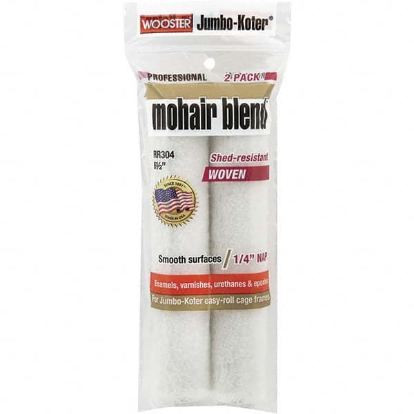 Wooster Brush - 1/4" Nap, 6-1/2" Wide Paint Mini Roller Covers - Smooth Texture, Mohair Blend - Americas Industrial Supply