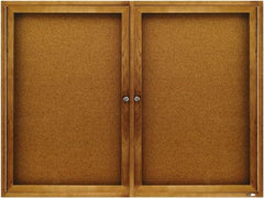 Quartet - 48" Wide x 36" High Enclosed Cork Bulletin Board - Natural (Color) - Americas Industrial Supply