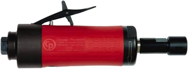 Chicago Pneumatic - 1/4" Collet, Straight Handle, Air Angle Die Grinder - 20,000 RPM, Front Exhaust, 22 CFM, 0.54 hp, 90 psi, 6.35mm Inlet - Americas Industrial Supply