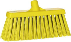 Vikan - 12" Heavy Duty Synthetic Push Broom - 2" Bristle Length, Plastic Block, European Threaded Handle Connection - Americas Industrial Supply