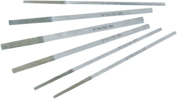 Strauss - 2.244" OAL Fine Flat Needle Diamond File - 0.128" Wide x 0.118" Thick, 0.59 LOC, Gray, 91 Grit - Americas Industrial Supply