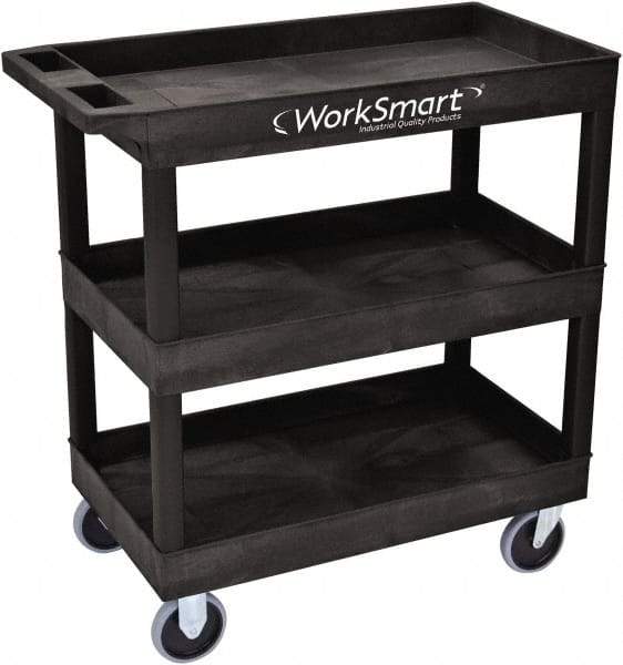 Value Collection - 500 Lb Capacity, 18" Wide x 35" Long x 36" High Shelf Cart - 3 Shelf, Plastic, 2 Rigid/2 Swivel Casters - Americas Industrial Supply