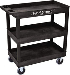 Value Collection - 500 Lb Capacity, 18" Wide x 35" Long x 36" High Shelf Cart - 3 Shelf, Plastic, 2 Rigid/2 Swivel Casters - Americas Industrial Supply
