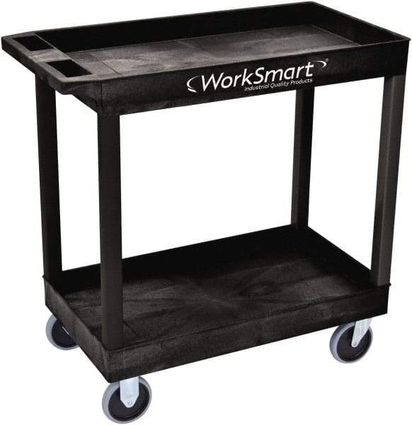 Value Collection - 500 Lb Capacity, 18" Wide x 35" Long x 35" High Shelf Cart - 2 Shelf, Plastic, 2 Rigid/2 Swivel Casters - Americas Industrial Supply