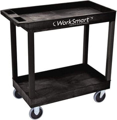 Value Collection - 500 Lb Capacity, 18" Wide x 35" Long x 35" High Shelf Cart - 2 Shelf, Plastic, 2 Rigid/2 Swivel Casters - Americas Industrial Supply