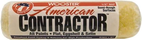 Wooster Brush - 1/2" Nap, 9" Wide Paint Roller - Semi-Rough Texture, Synthetic Knit - Americas Industrial Supply