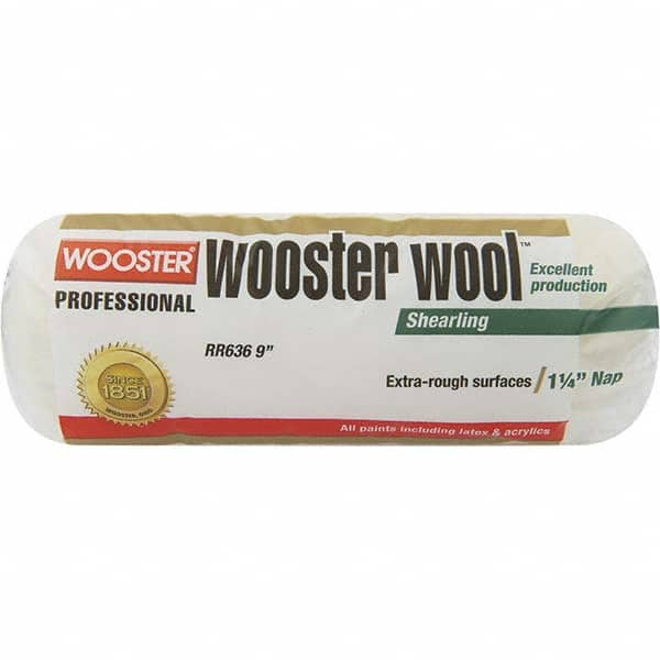 Wooster Brush - 1-1/4" Nap, 9" Wide Paint Roller - Extra-Rough Texture, Lambswool - Americas Industrial Supply