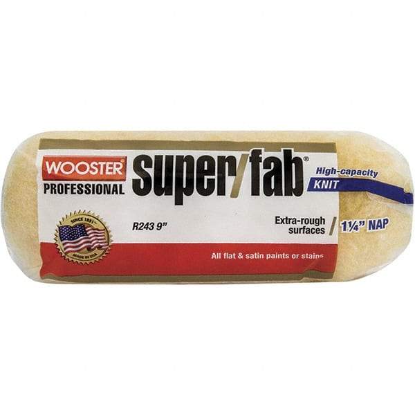 Wooster Brush - 1-1/4" Nap, 9" Wide Paint Roller - Extra-Rough Texture, Synthetic Knit - Americas Industrial Supply