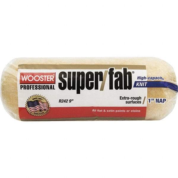 Wooster Brush - 1" Nap, 9" Wide Paint Roller - Rough Texture, Synthetic Knit - Americas Industrial Supply