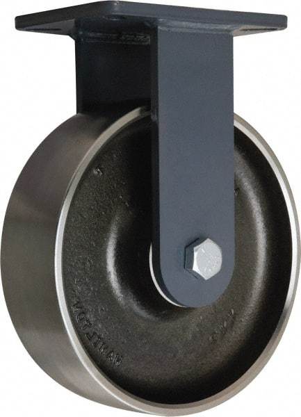 Hamilton - 10" Diam x 3" Wide x 12-1/2" OAH Top Plate Mount Rigid Caster - Forged Steel, 5,000 Lb Capacity, Tapered Roller Bearing, 5-1/4 x 7-1/4" Plate - Americas Industrial Supply
