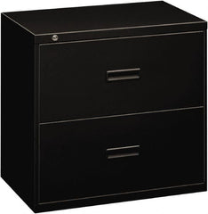 Basyx - 30" Wide x 28-3/8" High x 19-1/4" Deep, 2 Drawer Lateral File - Steel, Black - Americas Industrial Supply