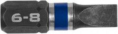 Irwin - 0.2204" Slotted Screwdriver Bit - 1/4" Hex Drive, 1" OAL - Americas Industrial Supply