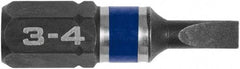 Irwin - 0.154" Slotted Screwdriver Bit - 1/4" Hex Drive, 1" OAL - Americas Industrial Supply