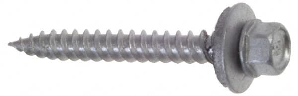 Buildex - #9 Hex Washer Head Sheet Metal Screw - Steel, 1-1/2" Length Under Head - Americas Industrial Supply