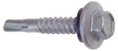 Buildex - 1/4", Hex Washer Head, Hex Drive, 1-3/4" Length Under Head, #3 Point, Self Drilling Screw - Steel - Americas Industrial Supply