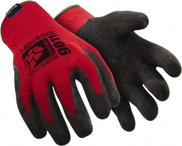 HexArmor - Size 2XL (11), ANSI Cut Level A7, Puncture Level 4, SuperFabric Cut & Puncture Resistant Gloves - Palm & Fingers Coated, SuperFabric, Open Cuffs, Red/Black, Paired - Americas Industrial Supply
