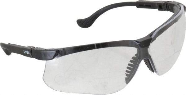 Uvex - +2.5, Clear Lenses, Scratch Resistant, Framed Magnifying Safety Glasses - UV Protection, Adjustable Temples, Black Polycarbonate Frame, ANSI Z87.1-2003 - Americas Industrial Supply