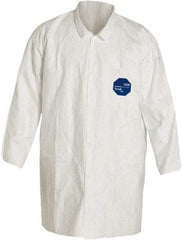 Dupont - Size 2XL White Disposable Chemical Resistant Lab Coat - Tyvek, Snap Front, Elastic Cuff - Americas Industrial Supply