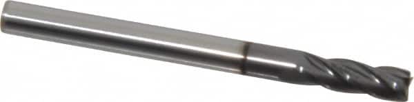 Value Collection - 1/8", 3/8" LOC, 1/8" Shank Diam, 1-1/2" OAL, 4 Flute, Solid Carbide Square End Mill - Single End, Diamond-Like Carbon (DLC) Finish, Spiral Flute, Centercutting, Right Hand Cut, Right Hand Flute - Americas Industrial Supply