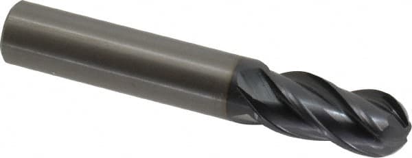 OSG - 14mm Diam, 30mm LOC, 4 Flute Solid Carbide Ball End Mill - TiAlN Finish, Single End, 89mm OAL, 14mm Shank Diam, Spiral Flute - Americas Industrial Supply