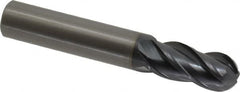 OSG - 14mm Diam, 30mm LOC, 4 Flute Solid Carbide Ball End Mill - TiAlN Finish, Single End, 89mm OAL, 14mm Shank Diam, Spiral Flute - Americas Industrial Supply