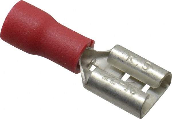 Thomas & Betts - 22 to 16 AWG, Vinyl, Fully Insulated, Female Wire Disconnect - 1/4 Inch Wide Tab, Red, RoHS Compliant, UL 94 V-0 - Americas Industrial Supply