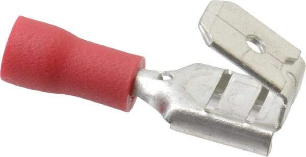 Thomas & Betts - 22 to 16 AWG, Vinyl, Fully Insulated, Piggyback Wire Disconnect - 1/4 Inch Wide Tab, Red, RoHS Compliant, UL 94 V-0 - Americas Industrial Supply