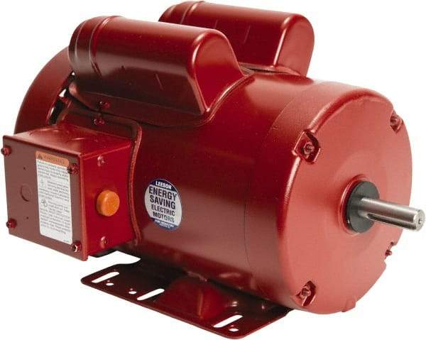 Leeson - 1-1/2 Max hp, 1,800 Max RPM, Electric AC DC Motor - 115/208-230 V Input, Single Phase, 56H Frame, Rigid Base Mount, TEFC Enclosure - Americas Industrial Supply