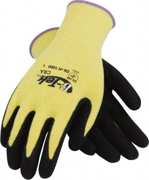 PIP - Size XL, ANSI Cut Lvl A2, Cut Resistant Gloves - Palm & Fingers Coated, Yellow/Black - Americas Industrial Supply