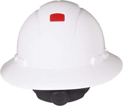 3M - ANSI Type I, Class C Rated, 4-Point, Ratchet Adjustment Hard Hat - Size 6-1/2 to 8, White, Full Brim, Vented - Americas Industrial Supply