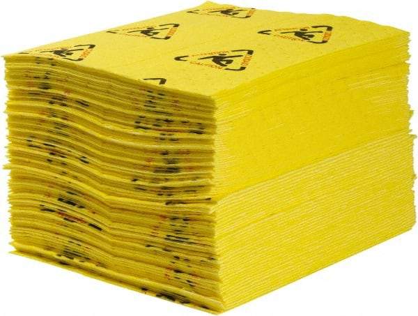 Brady SPC Sorbents - 60 Gal Capacity per Package, Chemical/Hazmat Mat - 19" Long x 15" Wide, Yellow, Polypropylene - Americas Industrial Supply