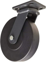 Hamilton - 8" Diam x 2" Wide x 9-1/2" OAH Top Plate Mount Swivel Caster - Nylon, 2,000 Lb Capacity, Sealed Precision Ball Bearing, 4 x 5" Plate - Americas Industrial Supply