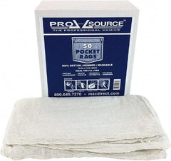 PRO-SOURCE - 13 Inch Long x 14 Inch Wide Virgin Cotton Shop Towels & Industrial Rags - White, Huck Toweling, Medium Lint Level, 50 Sheets per Pack - Americas Industrial Supply