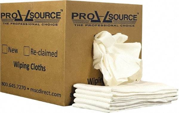 PRO-SOURCE - 12 Inch Long x 20 Inch Wide Virgin Cotton Diaper Rags - White, Lint Free, 10 Lbs. at 2 to 4 per Pound, Box - Americas Industrial Supply