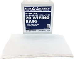 PRO-SOURCE - 10 Inch Long x 15 Inch Wide Virgin Cotton Rags - White, Knit, Lint Free, 70 Sheets per Pack, Box - Americas Industrial Supply